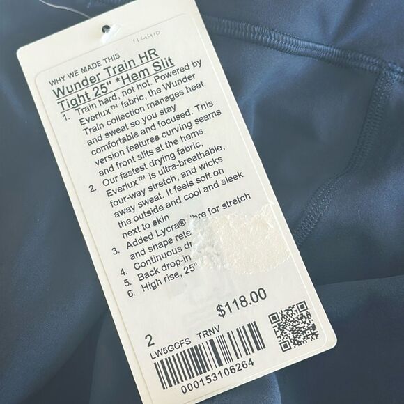 Lululemon Wunder Train High-Rise Tight 25" Hem Slit true navy blue size 2 nwt - Picture 4 of 7